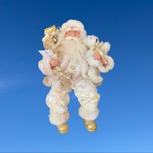 Vintage gold+white mr clause (porcelain face /hands)